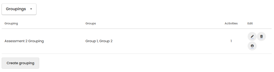 Moodle Groupings overview